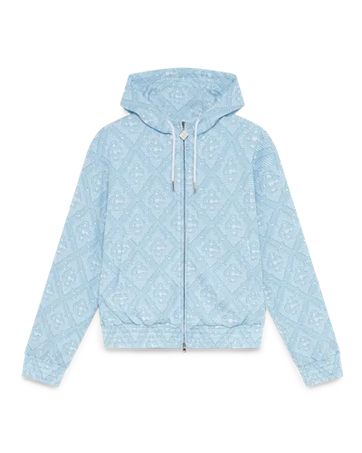 Casablanca Paris Pale Blue And White Jacquard Hooded Sweatshirt