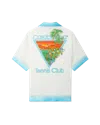 Casablanca Paris Palm Springs Icon Blue Cuban Collar Short-sleeve Silk Shirt In Burgundy