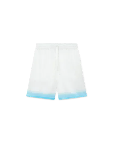 Casablanca Paris Palm Springs Icon Blue Silk Shorts In White