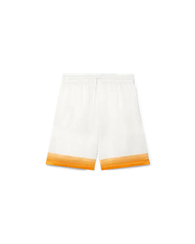 Casablanca Paris Palm Springs Icon Orange Silk Shorts In White