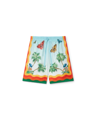 Casablanca Paris Palm Springs Tennis Club Silk Shorts In Multi