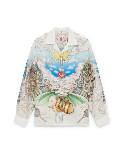 Casablanca Paris Paris Store Classic Long Sleeve Silk Shirt In Multi