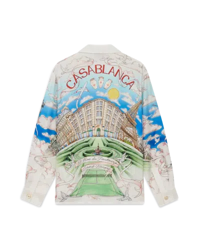 Casablanca Paris Paris Store Long Sleeve Silk Shirt In Multi