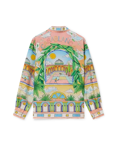 Casablanca Paris Paysage Ideal Short-sleeve Silk Shirt In Multi