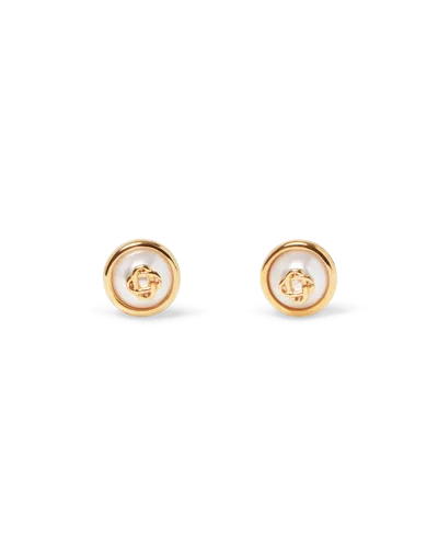 Casablanca Paris Pearl Logo Stud Earrings By  In Multi