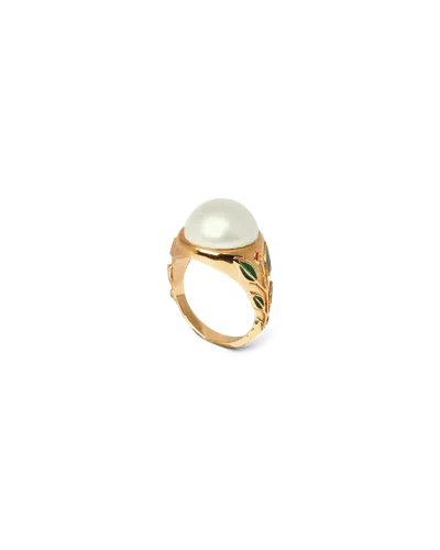 Casablanca Paris Pearl Signet Ring In Multi