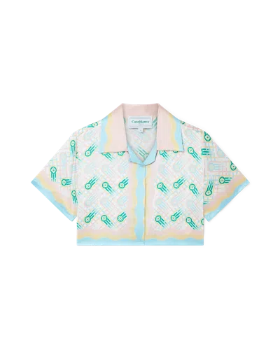 Casablanca Paris Ping Pong Cropped Short-sleeve Silk Shirt In Multi
