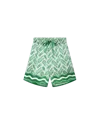 Casablanca Paris Ping Pong Monogram Silk Shorts In Green