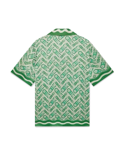 Casablanca Paris Ping Pong Short-sleeve Silk Shirt In Green