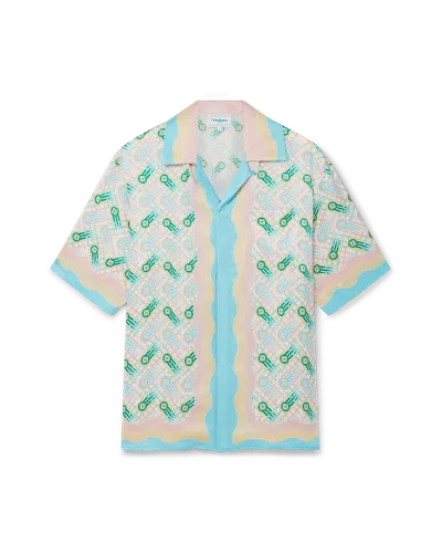 Casablanca Paris Ping Pong Short-sleeve Silk Shirt In Multi