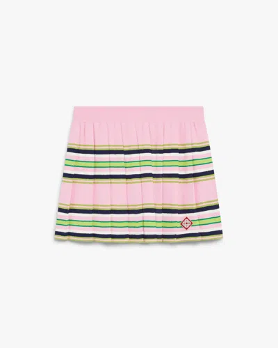 Casablanca Paris Pink & Green Striped Pleated Mini Skirt