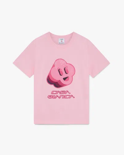 Casablanca Paris Pink Embellished Cc Smile Fitted Short Sleeve T-shirt