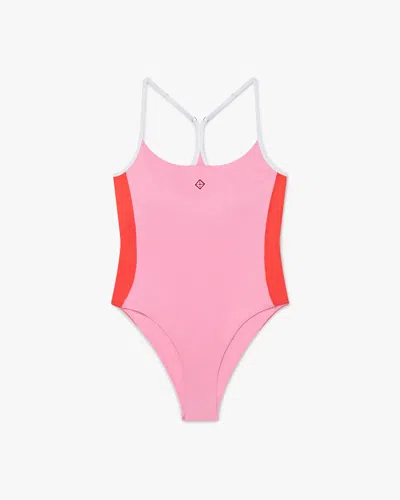 Casablanca Paris Pink Monogram Swimsuit In Red