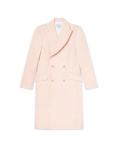 Casablanca Paris Pink Nativa Wool Double Breasted Overcoat