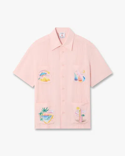 Casablanca Paris Pink Phantasmagoria Embroidered Short Sleeve Shirt