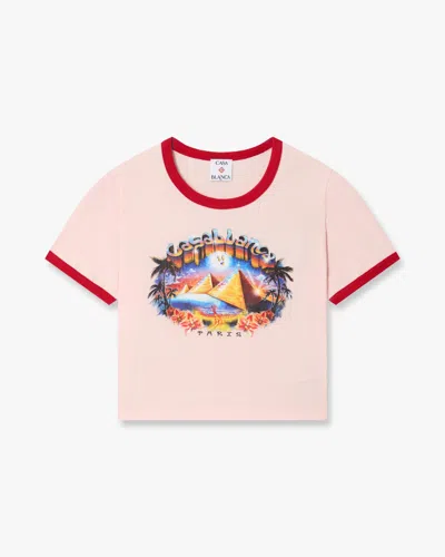 Casablanca Paris Pink Pyramid Tourism Cropped Baby Short Sleeve T-shirt