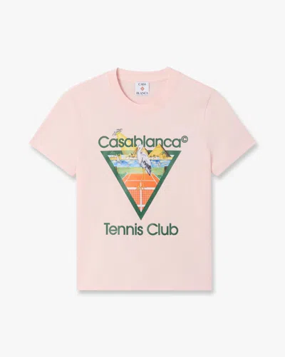 Casablanca Paris Pink Tennis Club Icon Pyramid Abduction Fitted Short Sleeve T-shirt