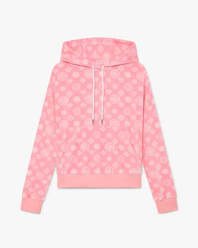 Casablanca Paris Pink Velour Monogram Hooded Sweatshirt In White In Multi