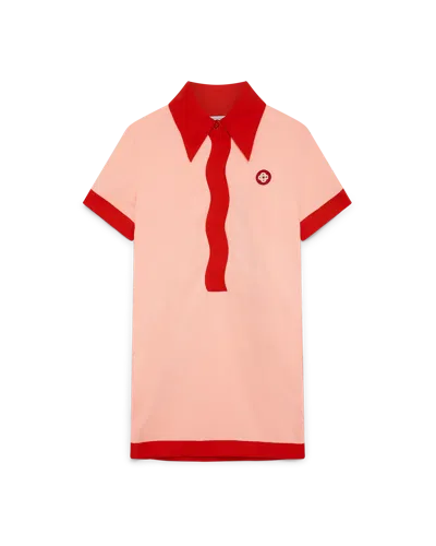 Casablanca Paris Pink Wave Polo Dress In Black In Red