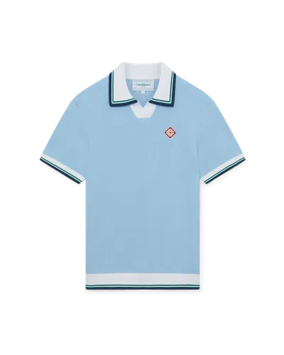 Casablanca Paris Pique Polo Shirt In White In Blue