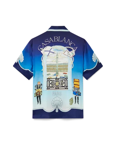 Casablanca Paris Place Vendome Short-sleeve Silk Shirt In Multi