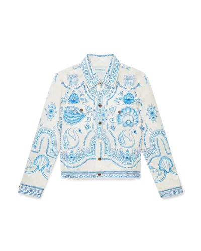Casablanca Paris Plat A Dessert Blanc Classic Denim Jacket In White