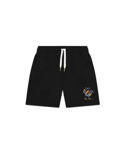 Casablanca Paris Players Diamond Sweatshorts In Black