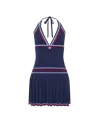 Casablanca Paris Pleated Halter Dress In Red In Blue