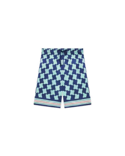 Casablanca Paris Pool Tile Silk Shorts In Blue