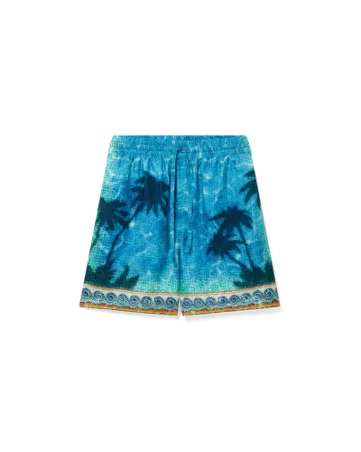 Casablanca Paris Poolside Emblem Silk Shorts In Multi