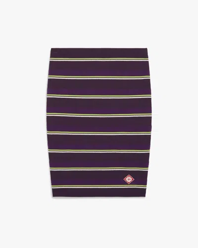 Casablanca Paris Purple & Green Striped Pleated Midi Skirt