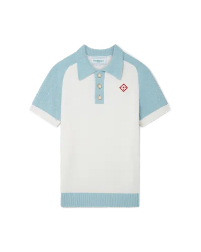 Casablanca Paris Raglan Boucle Polo Shirt In Blue