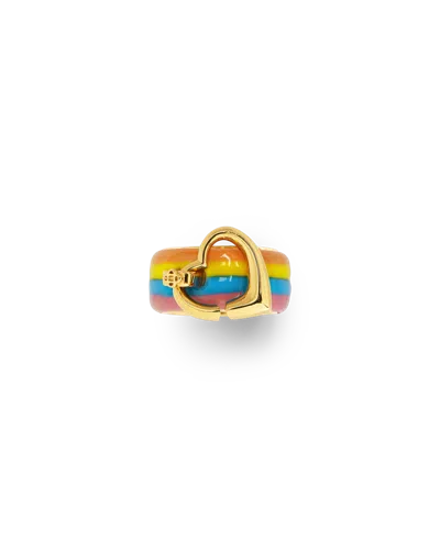 Casablanca Paris Rainbow Heart Ring In Multi