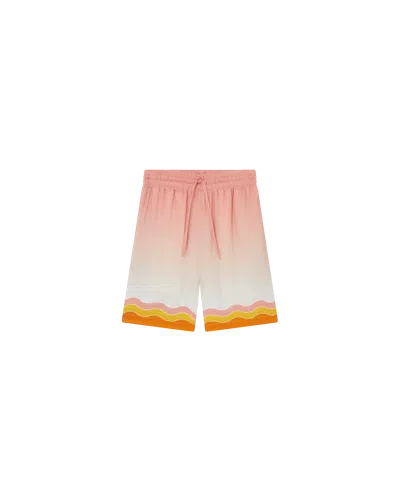 Casablanca Paris Rainbow Monogram Silk Shorts In Pink