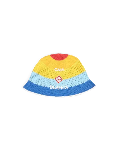 Casablanca Paris Rainbow Striped Crochet Hat In Multi