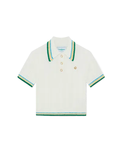 Casablanca Paris Rib Boucle Polo Shirt In White