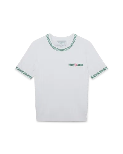 Casablanca Paris Rib Effect Crew Top In White