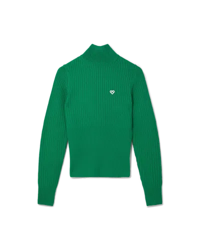 Casablanca Paris Rib High Neck Jumper In Green