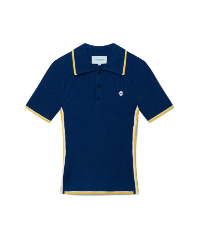 Casablanca Paris Rib Polo Shirt In Yellow In Blue
