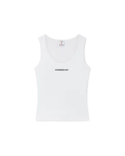 Casablanca Paris Ribbed Tank Top In White