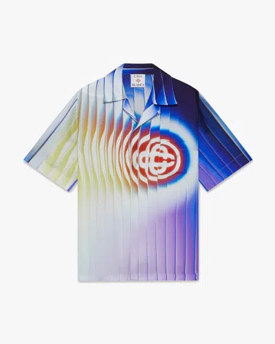 Casablanca Paris Shockwave Short Sleeve Silk Shirt In Blue