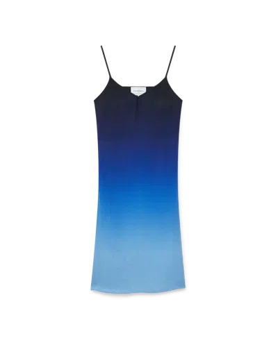 Casablanca Paris Silk Slip Dress In Blue