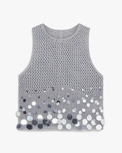 Casablanca Paris Silver Crochet Mirror Top In Grey