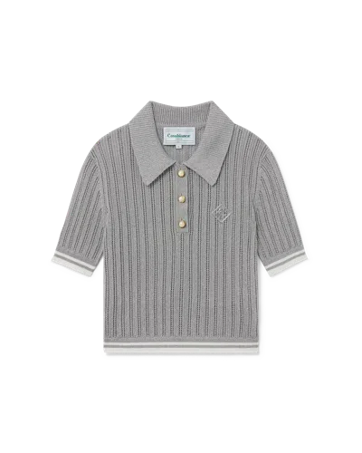 Casablanca Paris Silver Short Sleeve Polo Shirt In Gray