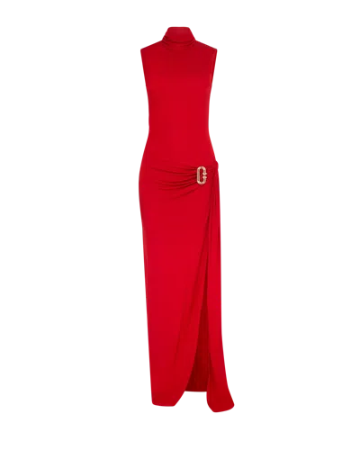 Casablanca Paris Sleeveless Side Split Column Dress In Red