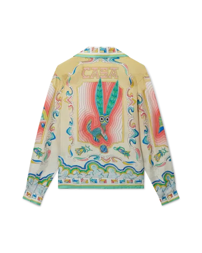 Casablanca Paris Souvenir Long-sleeve Silk Shirt In Multi