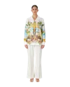Casablanca Paris Spirit Lake Cuban Collar Linen Shirt In Multi