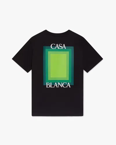 Casablanca Paris Square Logo Short Sleeve T-shirt In Green In Black