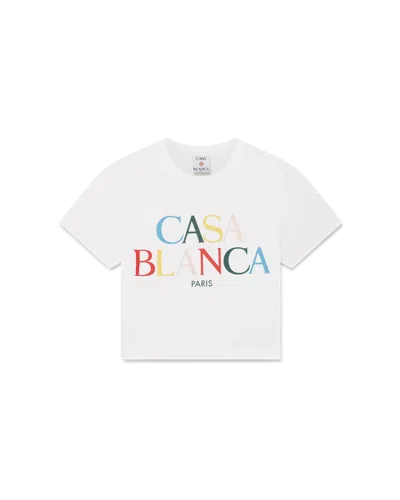 Casablanca Paris Stacked Logo Cropped Short-sleeve T-shirt In Multi