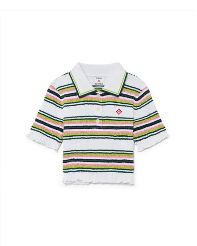 Casablanca Paris Stripe Cropped Polo Shirt In Multi